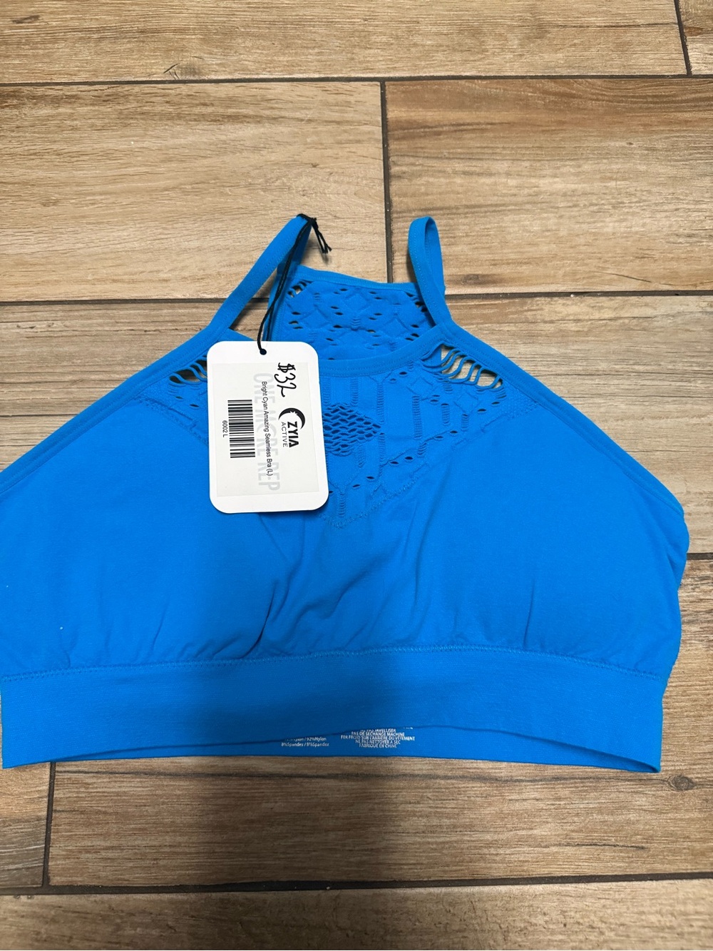 ZYIA  Blue High Neck Crochet seamless bra